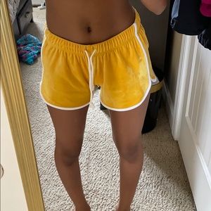 Yellow Velvet Shorts